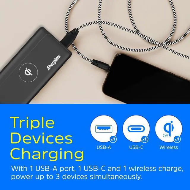 Alt view image 12 of 13 - Energizer QE10011PQ Wireless 10,000mAh Power Bank