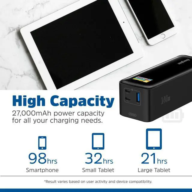 Alt view image 2 of 7 - Energizer Power Bank 27000mAh with PD 140W USB-C Outputs Fast Charging Battery Pack USB-A 30W with Intelligent Digital LCD Display for Laptop, Tablet, Smartphone and etc_XP27000PD