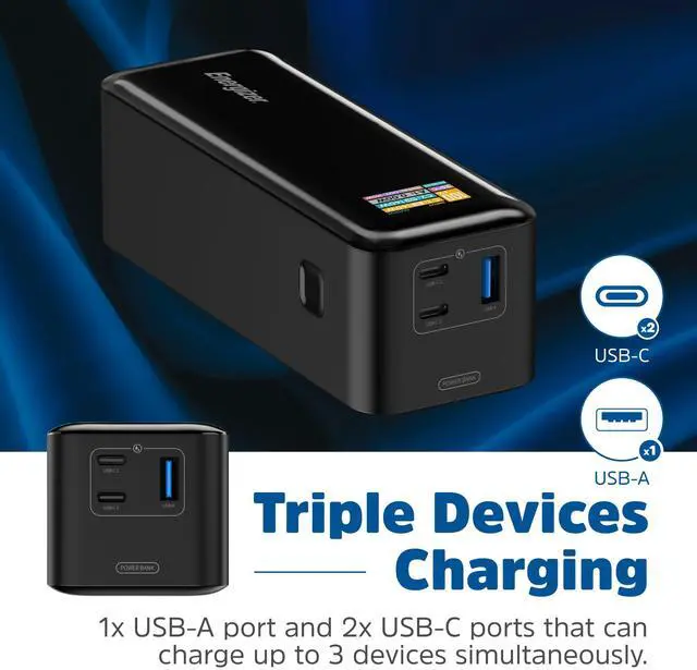 Alt view image 5 of 7 - Energizer Power Bank 27000mAh with PD 140W USB-C Outputs Fast Charging Battery Pack USB-A 30W with Intelligent Digital LCD Display for Laptop, Tablet, Smartphone and etc_XP27000PD