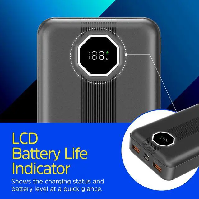 Alt view image 4 of 7 - Energizer 20000mAh Power Bank with USB A 22.5W & USB C 20W PD Fast Charging, LCD Display, Triple Outputs for Multiple Devices, Perfect for iPhone, Samsung, Android Devices, Tablets_UE20029PQ