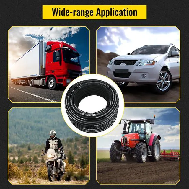 Alt view image 8 of 8 - VEVOR Hydraulic Hose 328 Feet Rubber Hydraulic Hoses with 2 High-Tensile Steel Wire Braid, Inner Diameter 3/8 Inch, 5000 PSI Max, Bulk Hydraulic Hose -40 °F to 250 °F, Hydraulic Oil Flexible Hose