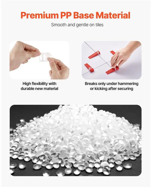 Alt view image 5 of 8 - VEVOR Tile Leveling System Clips, 2000-Piece 1/16" Tile Spacers Clips Tile Tools, 1.5mm Floor Wall Spacer Tiling Tool Set, Tile Installation Tools for Professional Ceramic Tile and Stone Installation