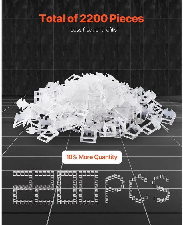Alt view image 7 of 8 - VEVOR Tile Leveling System Clips, 2000-Piece 1/16" Tile Spacers Clips Tile Tools, 1.5mm Floor Wall Spacer Tiling Tool Set, Tile Installation Tools for Professional Ceramic Tile and Stone Installation