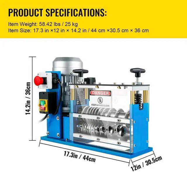Alt view image 7 of 7 - Electric Wire Stripping Machine, 370W 0.06 inch -1.5 inch Automatic Motorized Cable Stripper with 75 ft/min Speed, 11 Channels 10 Blades Strip Machinery, Scrap Handling Tool for Recycling Copper