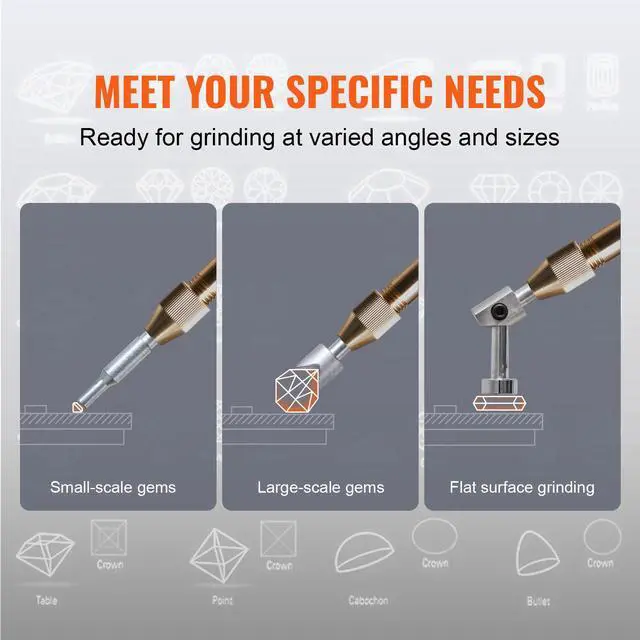 Alt view image 13 of 14 - VEVOR  Gem Faceting Machine, 2800RPM Jade Grinding Polishing Machine, 180W 110V Rock Polisher Jewel Angle Polisher, with Faceted Manipulator and 1 Bag of Triangle Abrasive for Jewelry Polisher