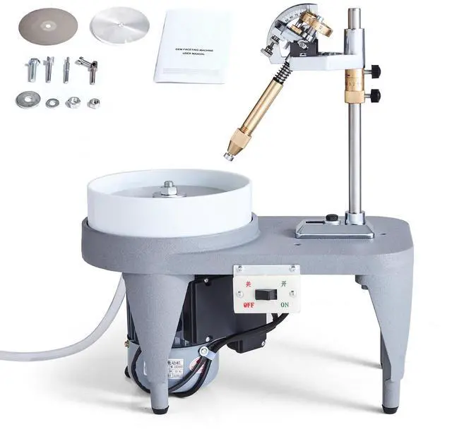 Alt view image 8 of 14 - VEVOR  Gem Faceting Machine, 2800RPM Jade Grinding Polishing Machine, 180W 110V Rock Polisher Jewel Angle Polisher, with Faceted Manipulator and 1 Bag of Triangle Abrasive for Jewelry Polisher