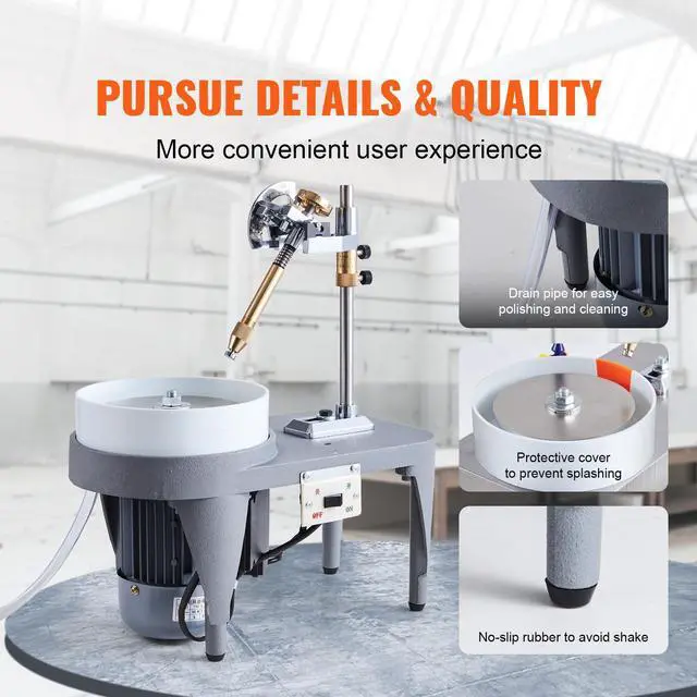 Alt view image 12 of 14 - VEVOR  Gem Faceting Machine, 2800RPM Jade Grinding Polishing Machine, 180W 110V Rock Polisher Jewel Angle Polisher, with Faceted Manipulator and 1 Bag of Triangle Abrasive for Jewelry Polisher