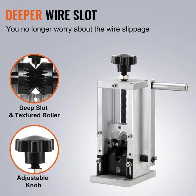 Alt view image 12 of 15 - VEVOR Manual Wire Stripping Machine, 0.06''-0.98'' Copper Stripper with Hand Crank or Drill Powered, Visible Stripping Depth Reference, Portable Aluminum Frame Wire Peeler for Scrap Copper Recycling