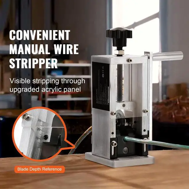 Alt view image 10 of 15 - VEVOR Manual Wire Stripping Machine, 0.06''-0.98'' Copper Stripper with Hand Crank or Drill Powered, Visible Stripping Depth Reference, Portable Aluminum Frame Wire Peeler for Scrap Copper Recycling