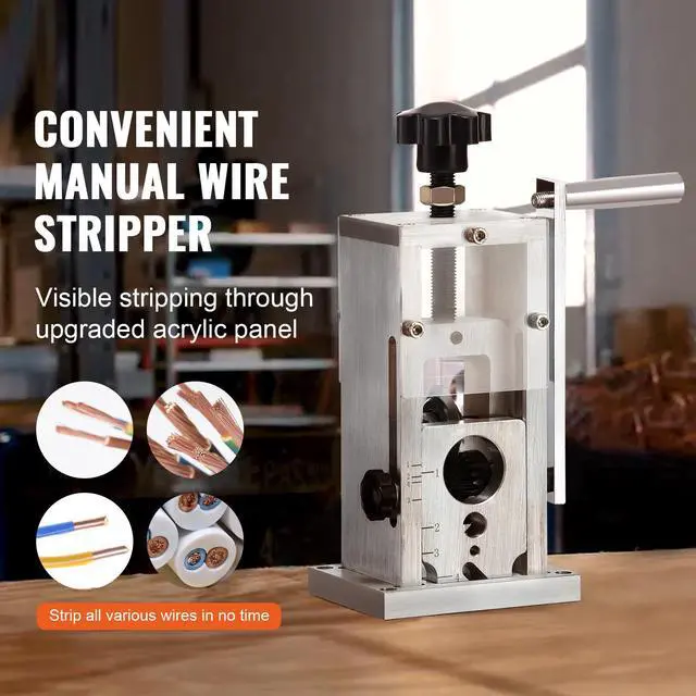 Alt view image 10 of 15 - VEVOR Manual Wire Stripping Machine, 0.06''-1.5'' Copper Stripper with Hand Crank or Drill Powered, Visible Stripping Depth Reference, Portable Aluminum Frame Wire Peeler for Scrap Copper Recycling