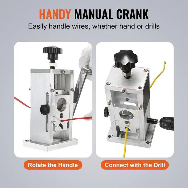 Alt view image 14 of 15 - VEVOR Manual Wire Stripping Machine, 0.06''-1.5'' Copper Stripper with Hand Crank or Drill Powered, Visible Stripping Depth Reference, Portable Aluminum Frame Wire Peeler for Scrap Copper Recycling