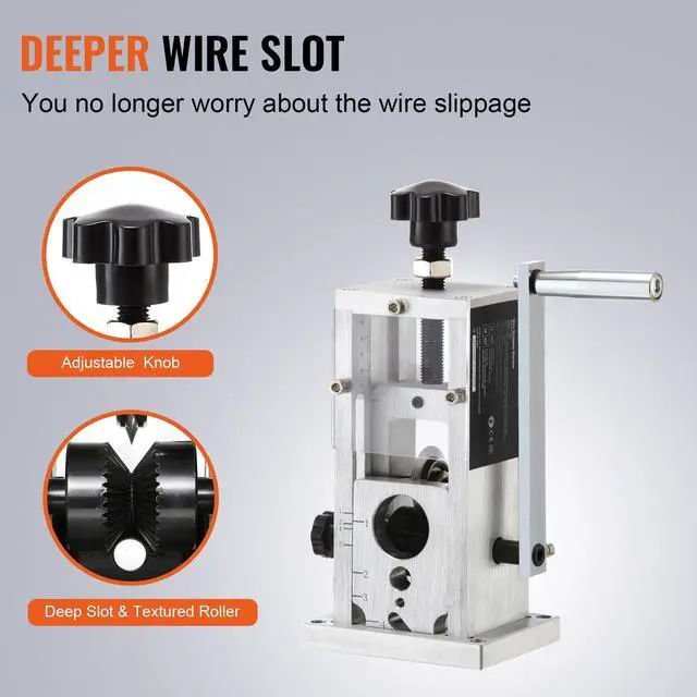 Alt view image 12 of 15 - VEVOR Manual Wire Stripping Machine, 0.06''-1.5'' Copper Stripper with Hand Crank or Drill Powered, Visible Stripping Depth Reference, Portable Aluminum Frame Wire Peeler for Scrap Copper Recycling