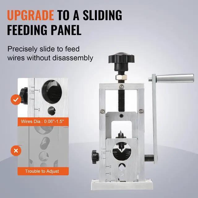 Alt view image 11 of 15 - VEVOR Manual Wire Stripping Machine, 0.06''-1.5'' Copper Stripper with Hand Crank or Drill Powered, Visible Stripping Depth Reference, Portable Aluminum Frame Wire Peeler for Scrap Copper Recycling