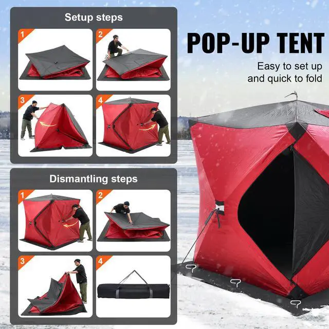 Alt view image 5 of 8 - VEVOR 1-2 Person Ourdoor Portable Ice Shelter Pop-Up Ice Fishing Shanty Tent
