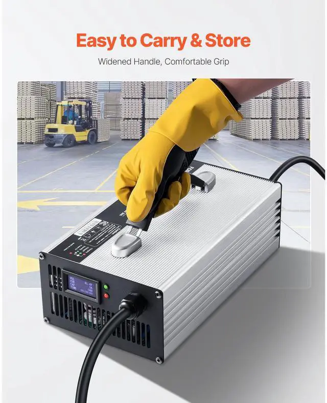 Alt view image 6 of 7 - Forklift Battery Charger, 36V, 30A Smart Fully-Automatic Lead-Acid Battery Charger, 24 Volt Trickle Charger with Anderson Plug, Cooling Fan, OLED Display, for Forklift Golf Cart Floor Scrubber