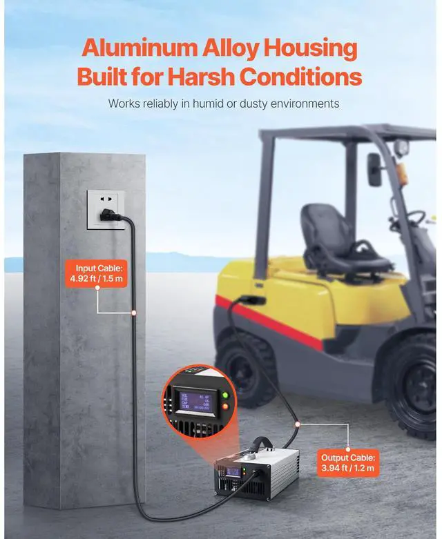 Alt view image 5 of 7 - Forklift Battery Charger, 36V, 30A Smart Fully-Automatic Lead-Acid Battery Charger, 24 Volt Trickle Charger with Anderson Plug, Cooling Fan, OLED Display, for Forklift Golf Cart Floor Scrubber