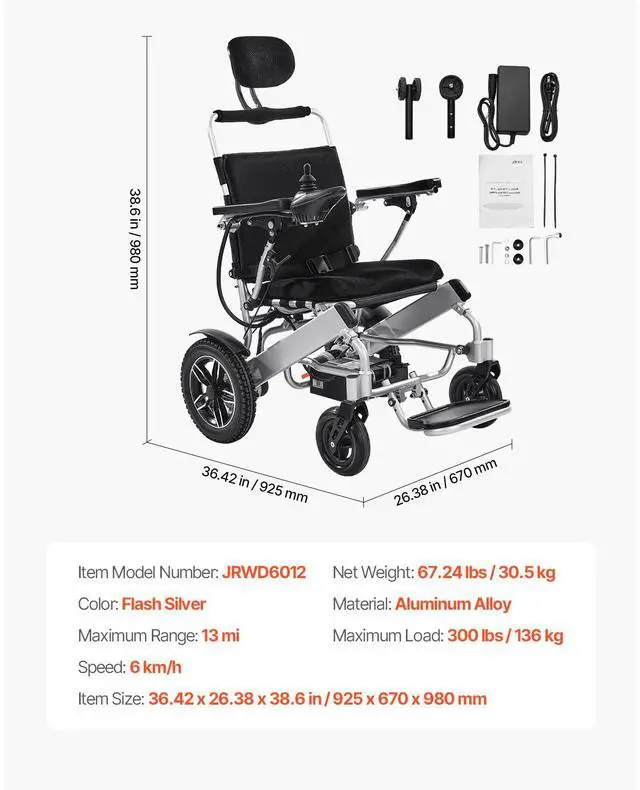 Alt view image 7 of 7 - Electric Wheelchair for Adults, 300lbs Capacity with Adjustable Backrest, Foldable Lightweight Motorized Wheelchair,13-Mile Range,All-Terrain Powered,Portable 21 Seat for Seniors & Disabled