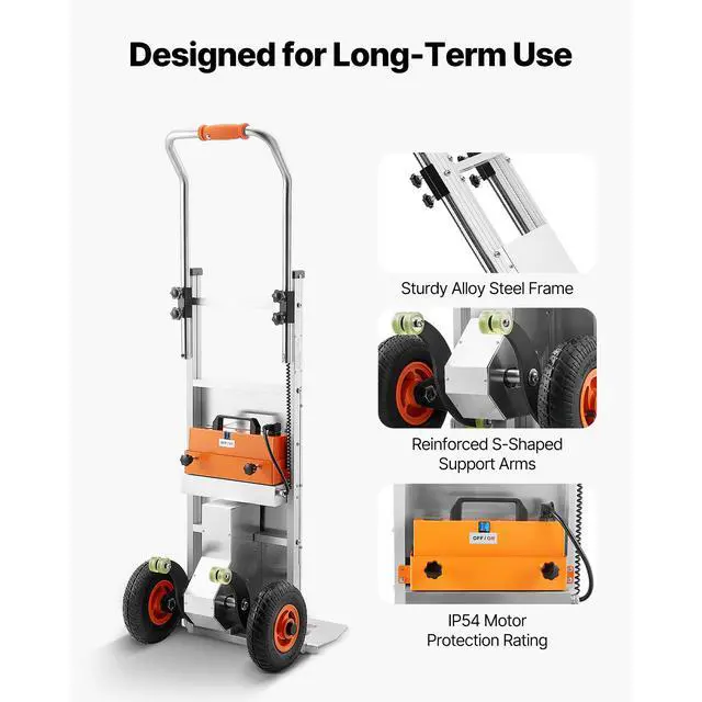 Alt view image 4 of 7 - Electric Stair Climbing Dolly, 440lbs Electric Stair Climbing Hand Trucks with 157.5in Rope & Extendable Handle, Heavy Duty Stair Climber for Warehouse Logistics, Moving Furniture(Silver)