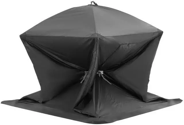 Alt view image 2 of 8 - VEVOR Portable Ice Shelter, 1-2 Person Pop-Up Ice Fishing Tent, 24 Square Feet Fishable Area, Ice Shanty for Winter Fishing, Waterproof Oxford Ice Cube with Anchors/Ropes/Carrying Bag, 60"x60", Black