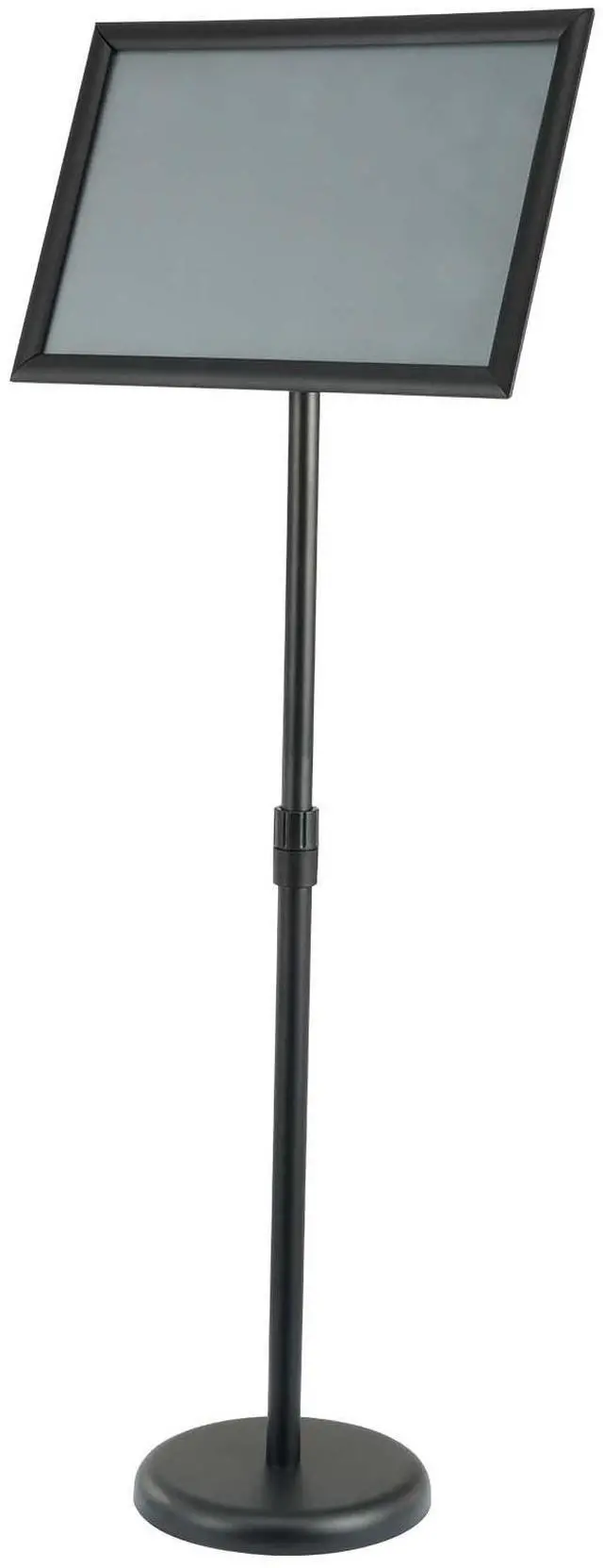 Alt view image 3 of 9 - VEVOR Pedestal Sign Holder, 11 x 17 Inch Vertical and Horizontal Adjustable Poster Stand, Heavy-Duty Floor Standing Sign Holder with Round Base for Display, Advertisement, and Outdoor, Black