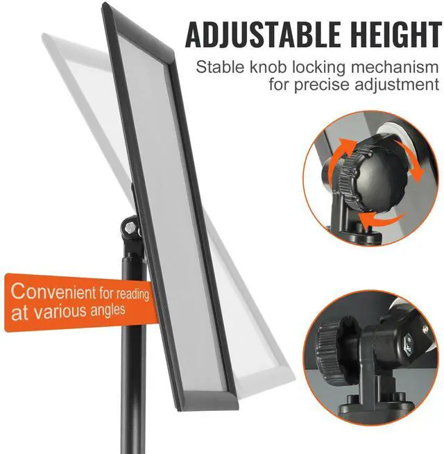 Alt view image 10 of 14 - VEVOR Pedestal Sign Holder, 11 x 17 Inch Vertical and Horizontal Adjustable Poster Stand, Heavy-Duty Floor Standing Sign Holder with Metal Base for Display, Advertisement, and Outdoor, Black