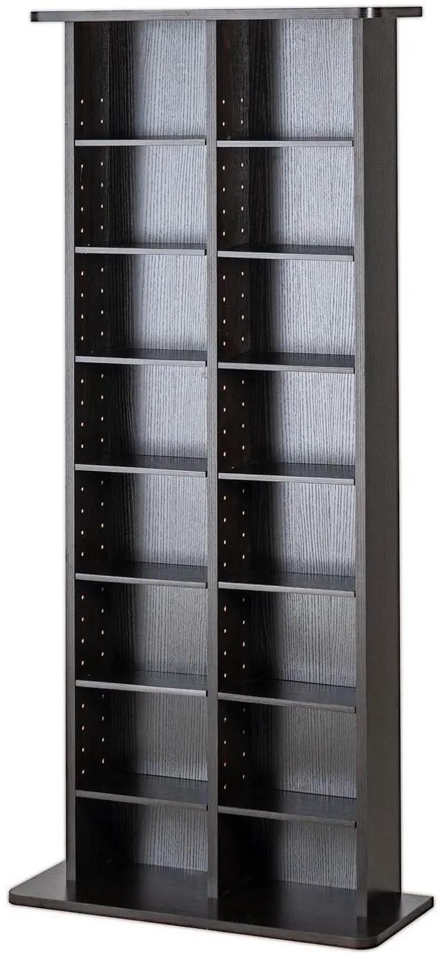 Alt view image 3 of 9 - VEVOR Media Storage Cabinet, 8-Layer DVD Shelf Holds 464 CDs, Adjustable CD Shelves 16 Compartments, Protects & Organizes Music, Movie, Video Games or Memorabilia Collections,  Nut-brown