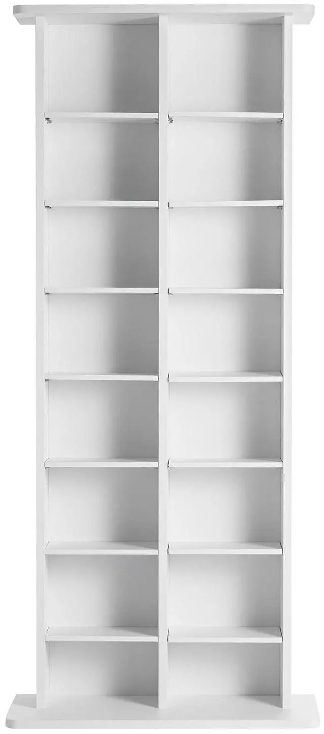 Alt view image 8 of 14 - VEVOR Media Storage Cabinet, 8-Layer DVD Shelf Holds 464 CDs, Adjustable CD Shelves 16 Compartments, Protects & Organizes Music, Movie, Video Games or Memorabilia Collections, White
