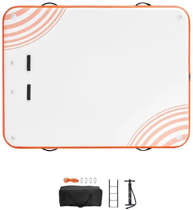 Alt view image 2 of 8 - VEVOR Inflatable Floating Dock, 8 x 6FT Inflatable Dock Platform, Non-Slip Water Floating Dock Mat with Detachable Ladder & Portable Carrying Bag, Floating Platform Island Raft for Ocean Pool Beach