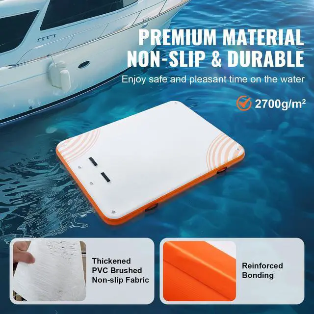 Alt view image 3 of 8 - VEVOR Inflatable Floating Dock, 8 x 6FT Inflatable Dock Platform, Non-Slip Water Floating Dock Mat with Detachable Ladder & Portable Carrying Bag, Floating Platform Island Raft for Ocean Pool Beach