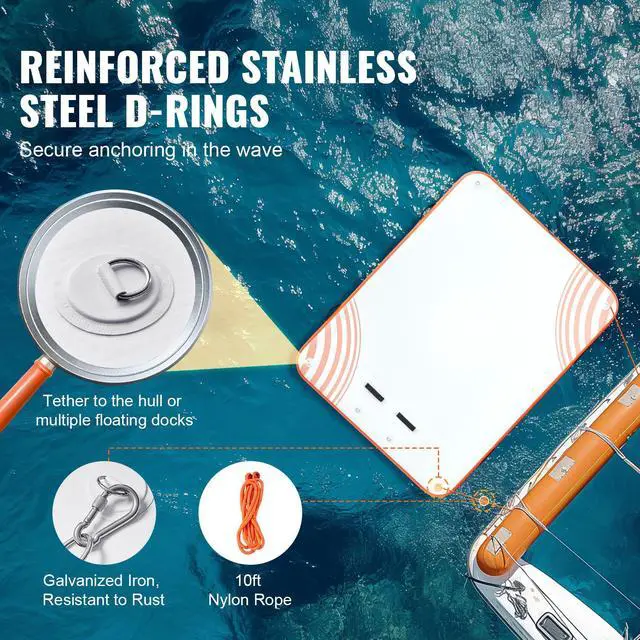 Alt view image 5 of 8 - VEVOR Inflatable Floating Dock, 8 x 6FT Inflatable Dock Platform, Non-Slip Water Floating Dock Mat with Detachable Ladder & Portable Carrying Bag, Floating Platform Island Raft for Ocean Pool Beach