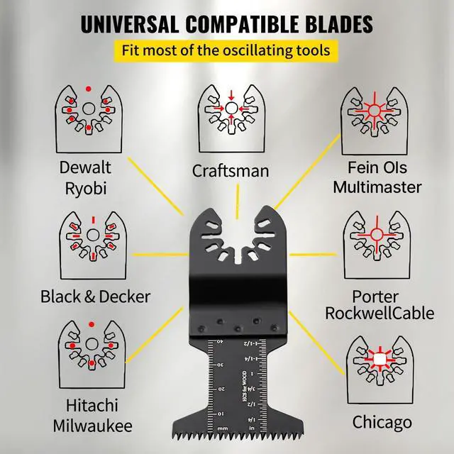 Alt view image 11 of 15 - VEVOR 50 PCS Oscillating Saw Blades, Quick Release Multitool Blades Kit, HCS Tool Blades for Wood Plastic Metal Nails Bolts, Compatible with Dewalt Dremel Fein Worx Bosch Makita Milwaukee