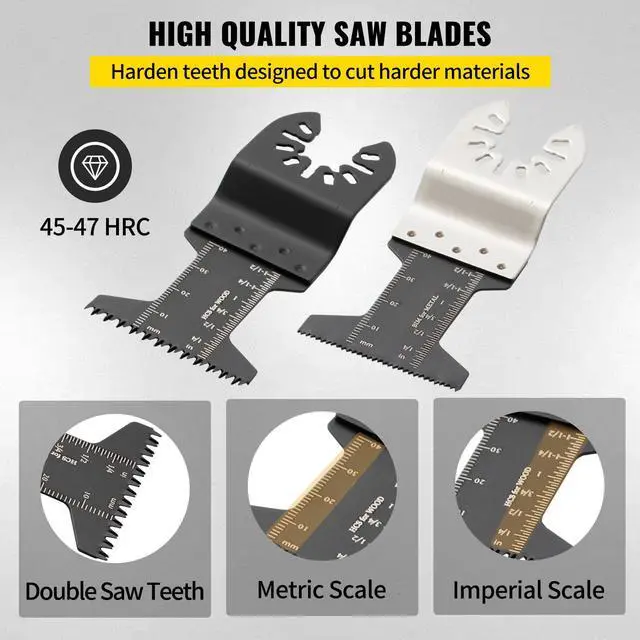 Alt view image 13 of 15 - VEVOR 50 PCS Oscillating Saw Blades, Quick Release Multitool Blades Kit, HCS Tool Blades for Wood Plastic Metal Nails Bolts, Compatible with Dewalt Dremel Fein Worx Bosch Makita Milwaukee