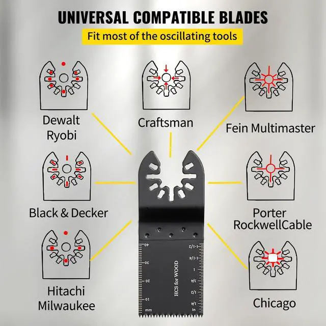 Alt view image 11 of 15 - VEVOR 100PCS Oscillating Saw Blades, Quick Release Multitool Blades Kit, HCS Tool Blades for Wood Plastic Metal Nails Bolts, Compatible with Dewalt Dremel Fein Worx Bosch Makita Milwaukee