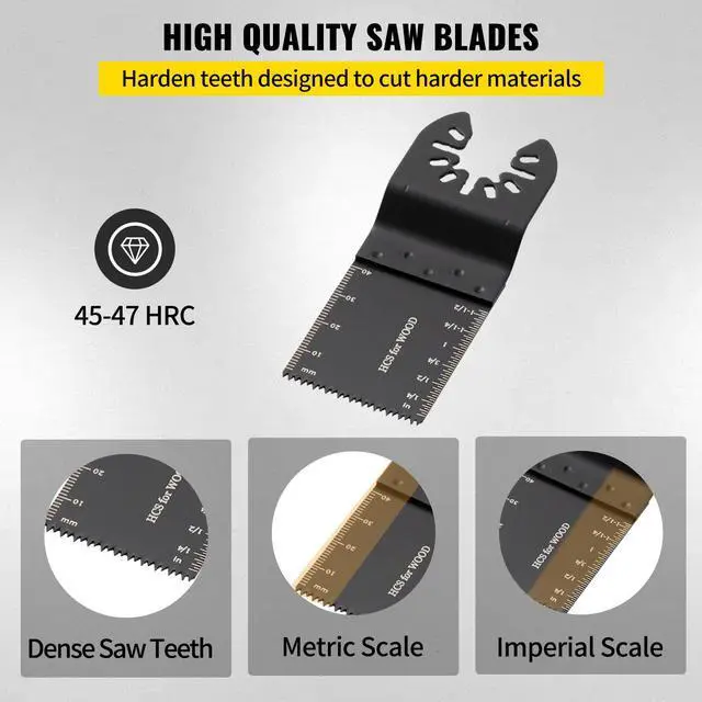 Alt view image 13 of 15 - VEVOR 100PCS Oscillating Saw Blades, Quick Release Multitool Blades Kit, HCS Tool Blades for Wood Plastic Metal Nails Bolts, Compatible with Dewalt Dremel Fein Worx Bosch Makita Milwaukee