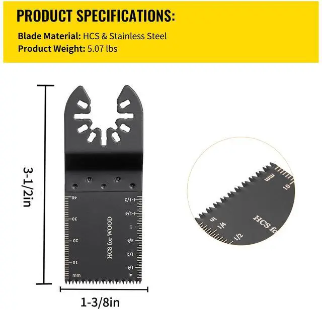 Alt view image 15 of 15 - VEVOR 100PCS Oscillating Saw Blades, Quick Release Multitool Blades Kit, HCS Tool Blades for Wood Plastic Metal Nails Bolts, Compatible with Dewalt Dremel Fein Worx Bosch Makita Milwaukee