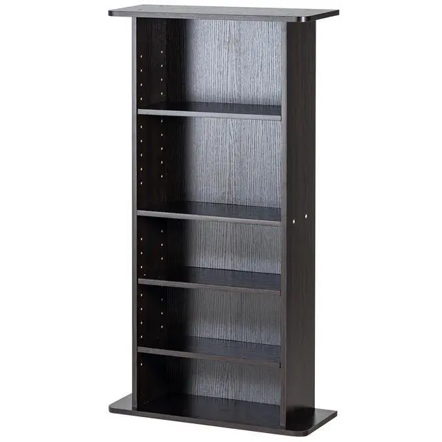 Alt view image 8 of 14 - VEVOR Media Storage Cabinet, 5-Layer DVD Shelf Holds 240 CDs, Adjustable CD Shelves 5 Compartments, Protects & Organizes Music, Movie, Video Games or Memorabilia Collections,  Nut-brown