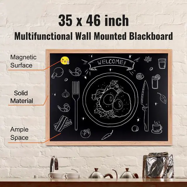 Alt view image 9 of 14 - VEVOR Magnetic Chalk Board, Hanging Message Signs with Chalks & Eraser, Vintage Wooden Chalkboard Sign, Rustic Brown Framed Calendar and Bulletin Combo Boards, 35"x46", Kitchen, Home Decor, Wedding