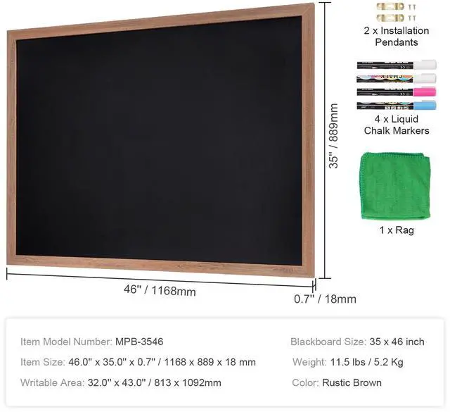 Alt view image 14 of 14 - VEVOR Magnetic Chalk Board, Hanging Message Signs with Chalks & Eraser, Vintage Wooden Chalkboard Sign, Rustic Brown Framed Calendar and Bulletin Combo Boards, 35"x46", Kitchen, Home Decor, Wedding