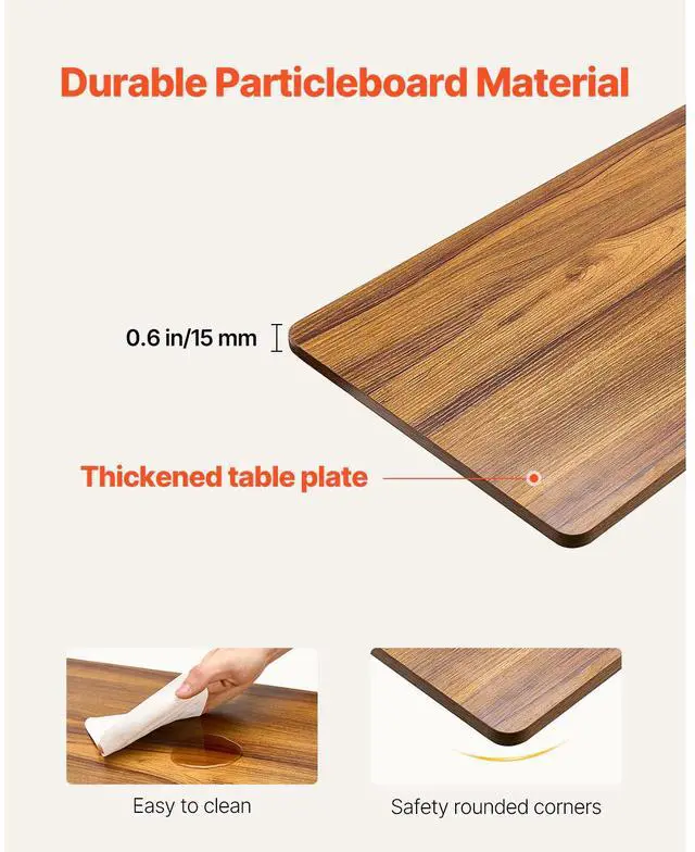 Alt view image 13 of 14 - VEVOR Overbed Table, Mobile Bed Side Table with 4 Wheels, Electric Lifting with Upgrade Button, Rolling Laptop Desk with Cup Holder, Height Adjustable Overbed Desk for Home, Office, Study, Wood+Black