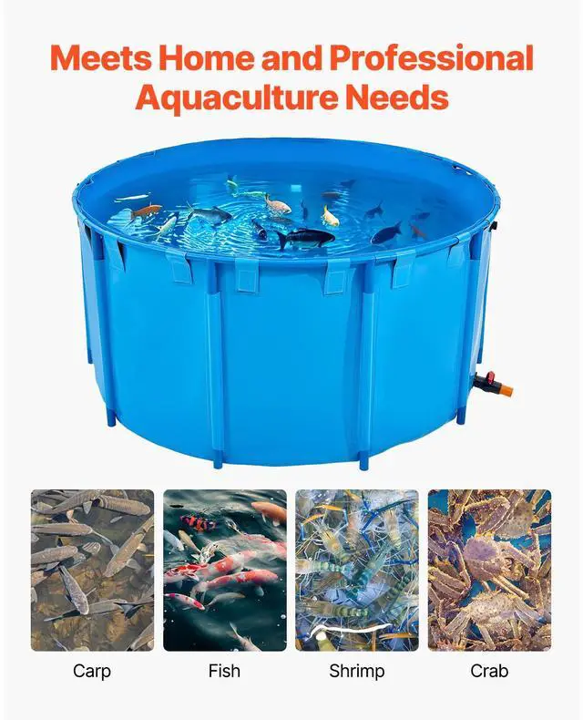 Alt view image 13 of 14 - Canvas Fish Pond Above Ground Fish Tank 818 Gal Round Koi Pond (Blue)