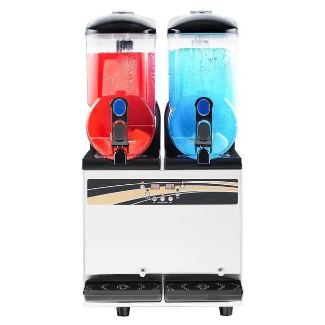 Alt view image 2 of 8 - VEVOR Commercial Frozen Drink Maker, 15Lx2 Double Tank Slushy Machine, 120 Cups Stainless Steel Margarita Smoothie Frozen Drink Machine, Slushie Maker for Home Party Restaurants Cafe Bars