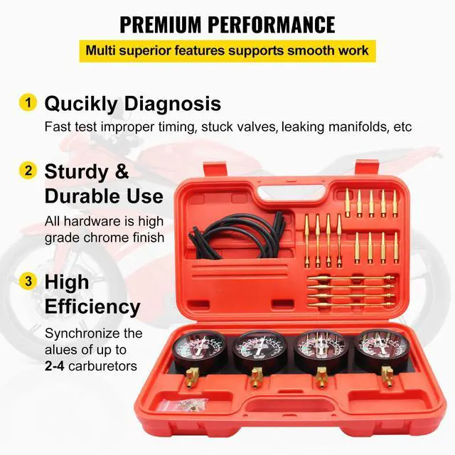 Alt view image 4 of 7 - Bestauto Fuel Vacuum Carburetor Synchronize Tool Kit Fuel Vacuum Carburetor Synchronizer carb sync Gauge Set with Rubber Hose