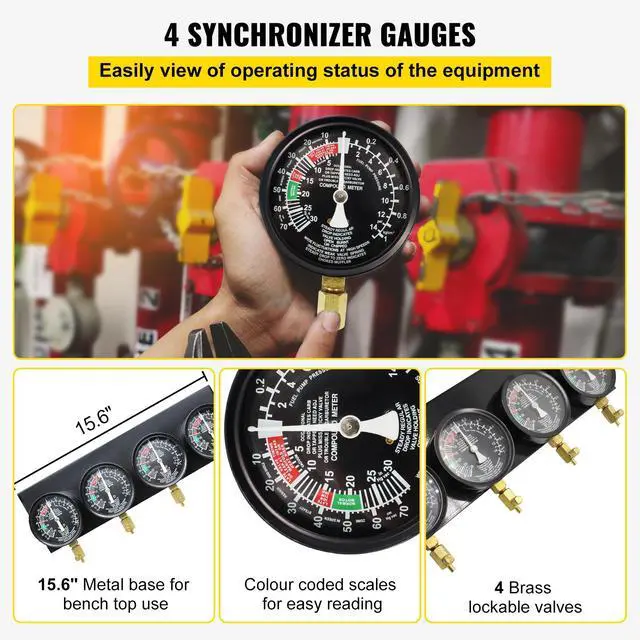 Alt view image 3 of 7 - Bestauto Fuel Vacuum Carburetor Synchronize Tool Kit Fuel Vacuum Carburetor Synchronizer carb sync Gauge Set with Rubber Hose