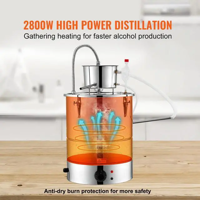 Alt view image 9 of 14 - VEVOR Alcohol Still, 15 Gal 50L Water Alcohol Distiller, Home Distillery Kit include Stainless Steel Tube & Pump & One-way Exhaust Valve & Thermometer (30-120 ) for DIY Whisky Wine Brandy, Silver