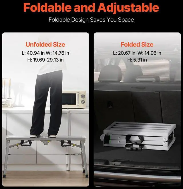 Alt view image 3 of 8 - Work Platform Adjustable Height Portable Scaffolding Platform 400 lb Load