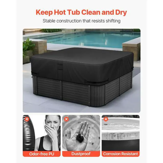 Alt view image 13 of 14 - Outdoor Hot Tub Cover 85 x 85 x 20 Inch Weatherproof and Waterproof Black