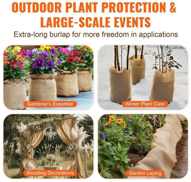 Alt view image 6 of 8 - VEVOR Burlap Fabric Roll Burlap Tree Wrap 40 in x 300 ft for Crafts & Plants