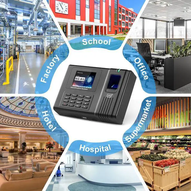 Alt view image 13 of 14 - VEVOR Time Clock, Employee Attendance Machine with Fingerprint, RFID and PIN Punching in One, Standalone Biometric Clock in Machine for Employees Small Business with 5 RFID Cards & No Monthly Fees