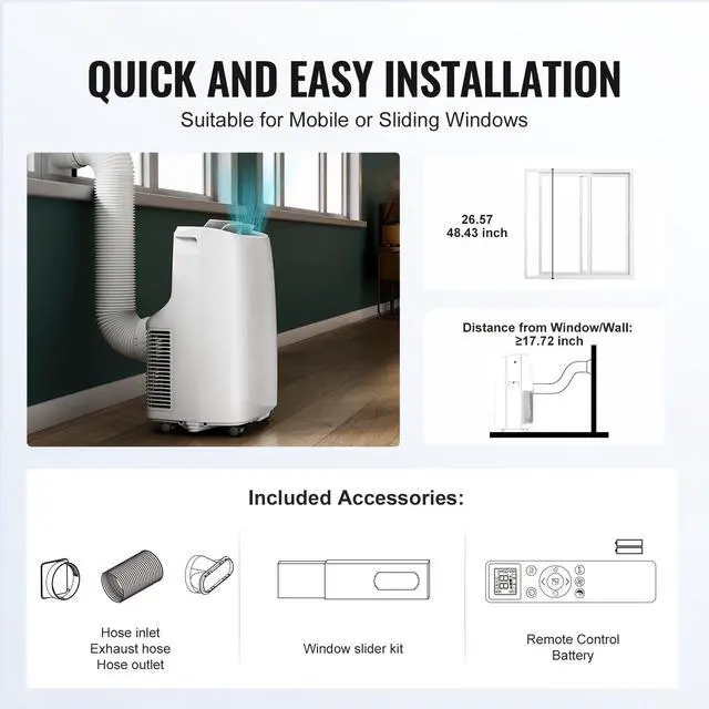 Alt view image 6 of 8 - VEVOR  Portable Air Conditioner 12k BTU 3 in 1 AC Cool Dehumidifier Fan