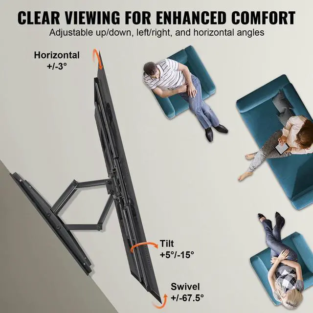 Alt view image 10 of 14 - VEVOR Full Motion TV Mount Fits for Most 37-75 inch TVs, Swivel Tilt Horizontal Adjustment TV Wall Mount Bracket with 4 Articulating Arms, Max VESA 600x400mm, Holds up to 132 lbs